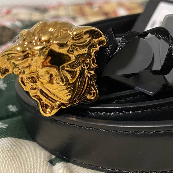 Versace Accessories - Versace Black and Gold Medusa Belt Authentic